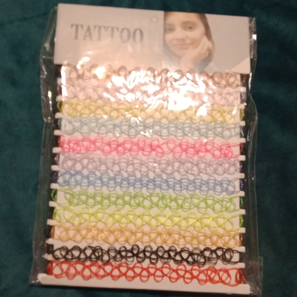 24 pk Choker Necklace Set Stretch Henna Tattoo 90s Party. - Picture 2 of 5